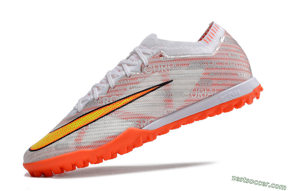 Nike Air Zoom Mercurial Vapor 15 Elite TF Low-Tops Soccer Shoes - Orange/White/Silver 5