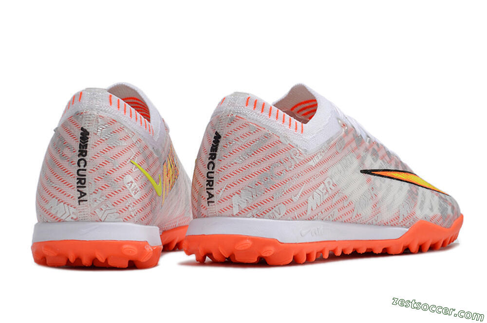 Nike Air Zoom Mercurial Vapor 15 Elite TF Low-Tops Soccer Shoes - Orange/White/Silver 6