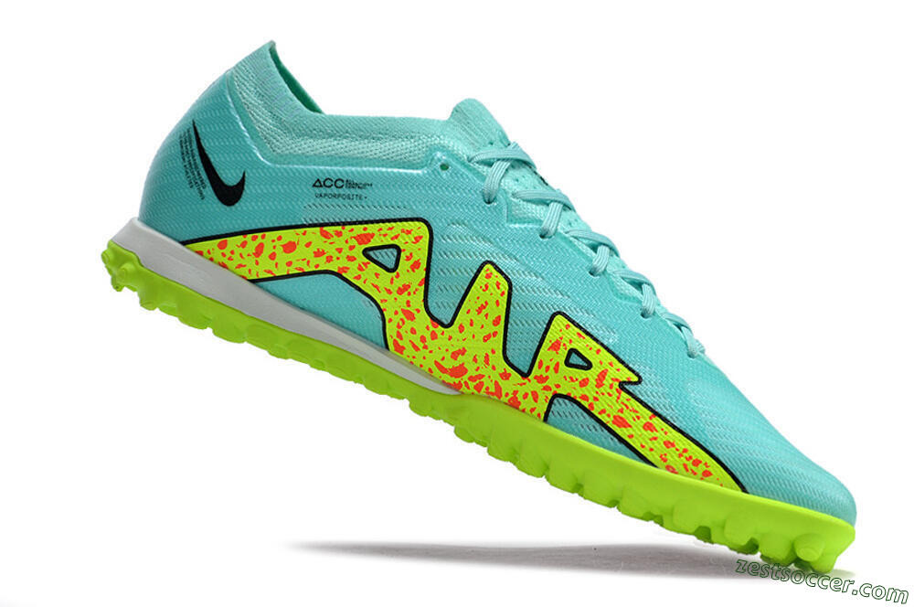 Nike Air Zoom Mercurial Vapor 15 Elite TF Low-Tops Soccer Shoes - Blue/Green 4