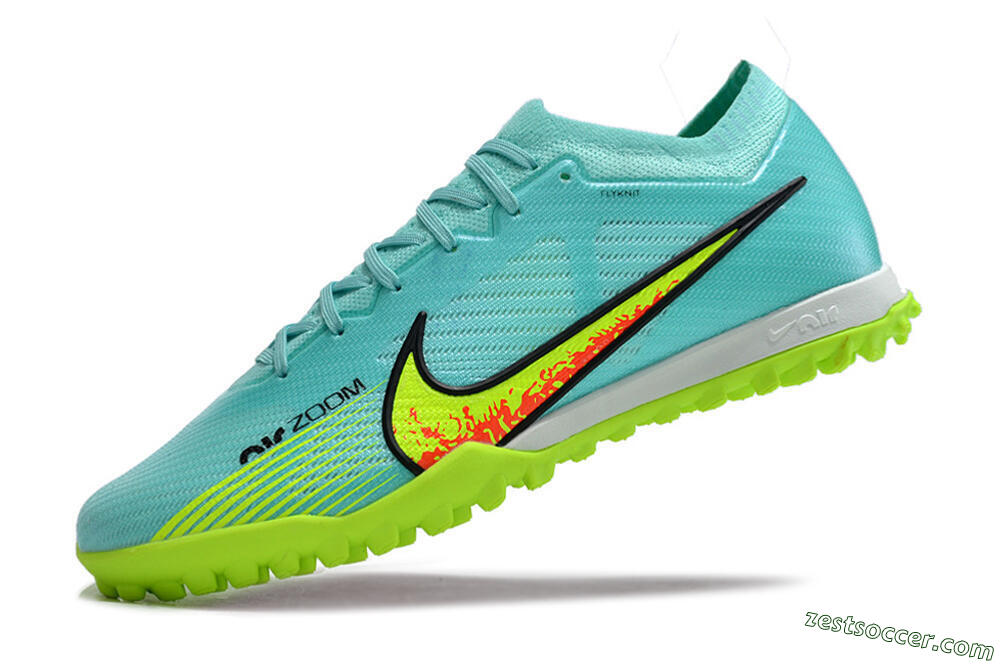 Nike Air Zoom Mercurial Vapor 15 Elite TF Low-Tops Soccer Shoes - Blue/Green 5