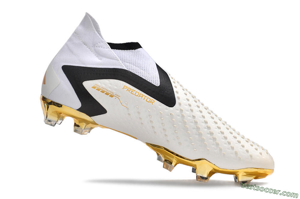 Adidas Predator Accuracy+ FG High-Tops Soccer Cleats - White/Gold/Black 4