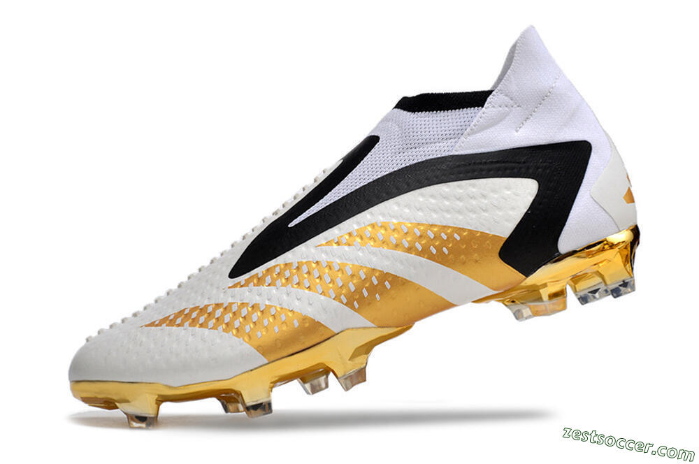Adidas Predator Accuracy+ FG High-Tops Soccer Cleats - White/Gold/Black 5