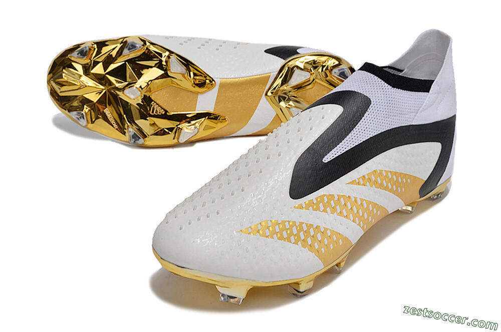 Adidas Predator Accuracy+ FG High-Tops Soccer Cleats - White/Gold/Black 3