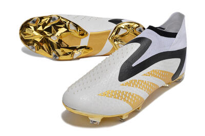 Adidas Predator Accuracy+ FG High-Tops Soccer Cleats - White/Gold/Black