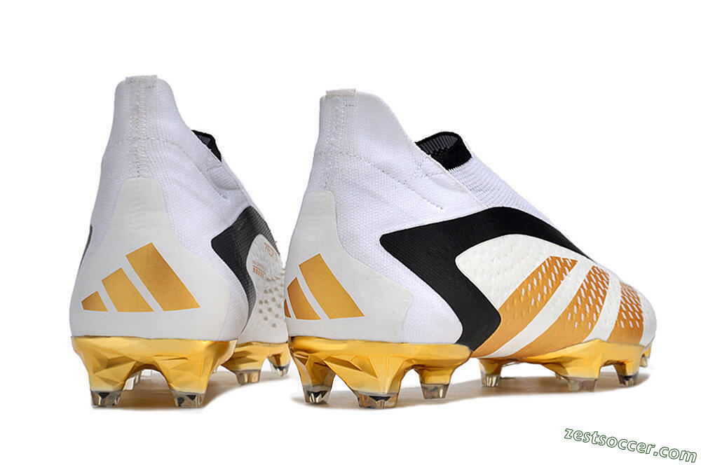 Adidas Predator Accuracy+ FG High-Tops Soccer Cleats - White/Gold/Black 6