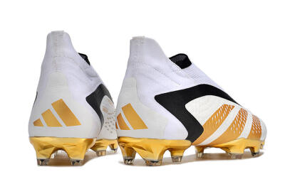 Adidas Predator Accuracy+ FG High-Tops Soccer Cleats - White/Gold/Black
