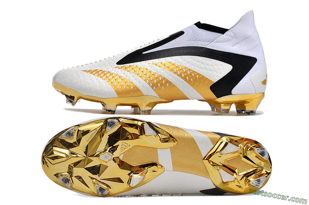 Adidas Predator Accuracy+ FG High-Tops Soccer Cleats - White/Gold/Black 1