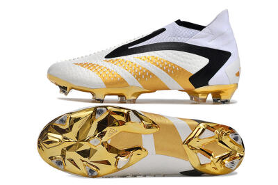 Adidas Predator Accuracy+ FG High-Tops Soccer Cleats - White/Gold/Black