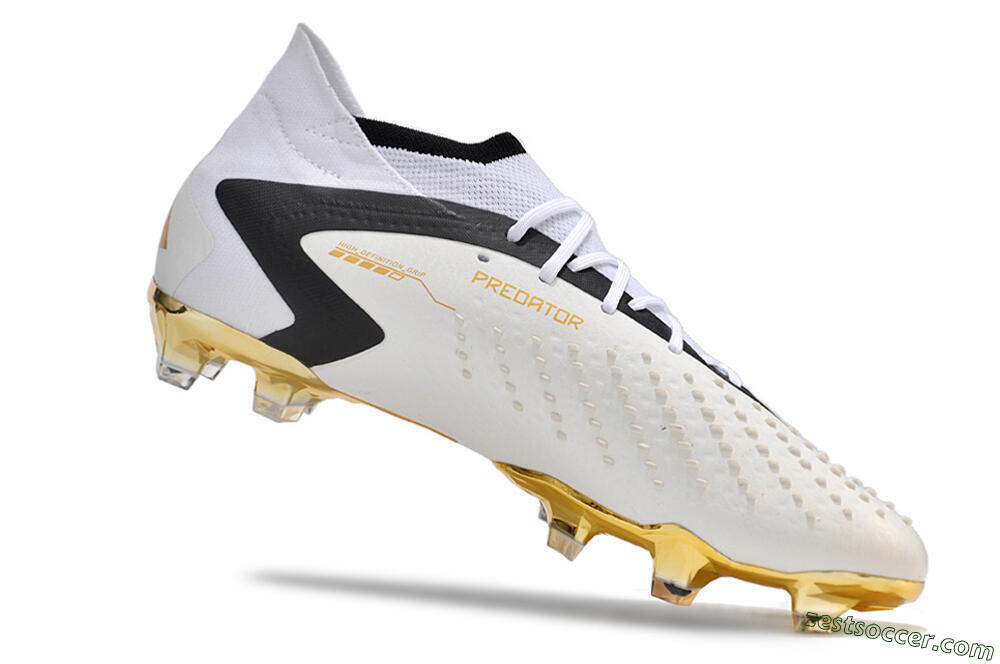 Adidas Predator Accuracy.1 FG High-Tops Soccer Cleats - White/Gold/Black 4