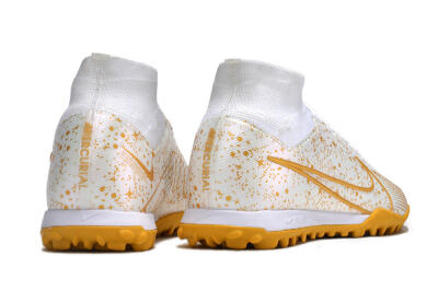Nike Air Zoom Mercurial Superfly 9 Elite TF High-Tops Soccer Shoes - White/Gold