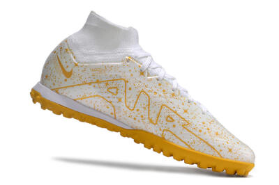 Nike Air Zoom Mercurial Superfly 9 Elite TF High-Tops Soccer Shoes - White/Gold