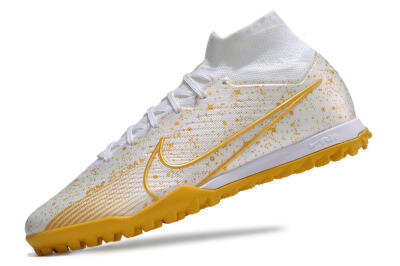 Nike Air Zoom Mercurial Superfly 9 Elite TF High-Tops Soccer Shoes - White/Gold
