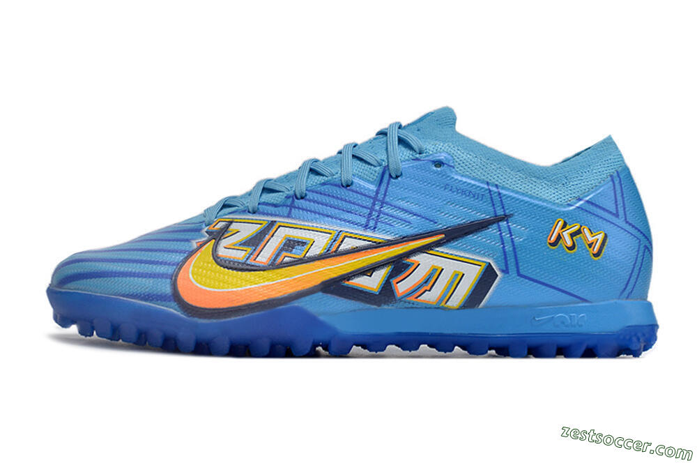 Kylian Mbappe x Nike Air Zoom Mercurial Vapor 15 Elite TF Low-Tops Soccer Shoes - Blue/Yellow/Black 2