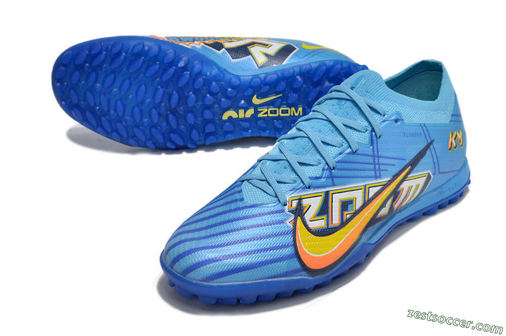 Kylian Mbappe x Nike Air Zoom Mercurial Vapor 15 Elite TF Low-Tops Soccer Shoes - Blue/Yellow/Black 3
