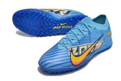 Kylian Mbappe x Nike Air Zoom Mercurial Vapor 15 Elite TF Low-Tops Soccer Shoes - Blue/Yellow/Black