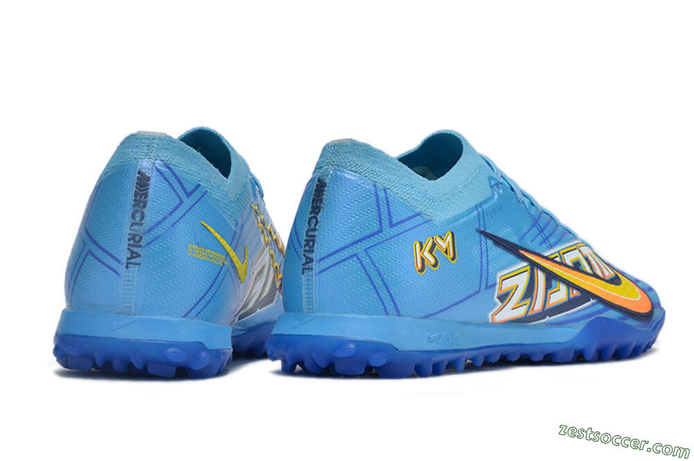 Kylian Mbappe x Nike Air Zoom Mercurial Vapor 15 Elite TF Low-Tops Soccer Shoes - Blue/Yellow/Black 6