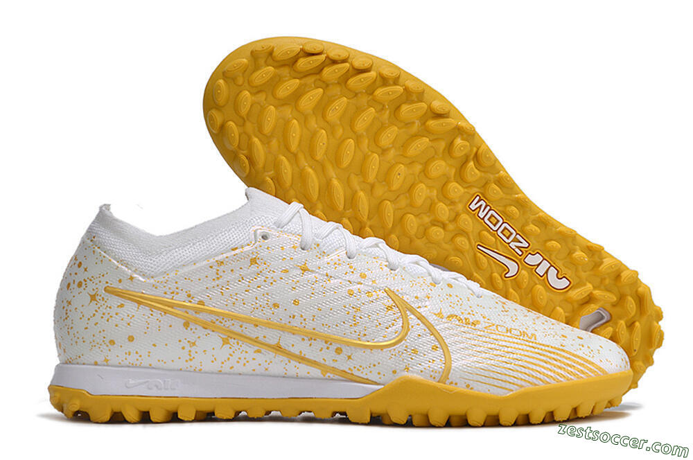Nike Air Zoom Mercurial Vapor 15 Elite TF Low-Tops Soccer Shoes - White/Gold 0