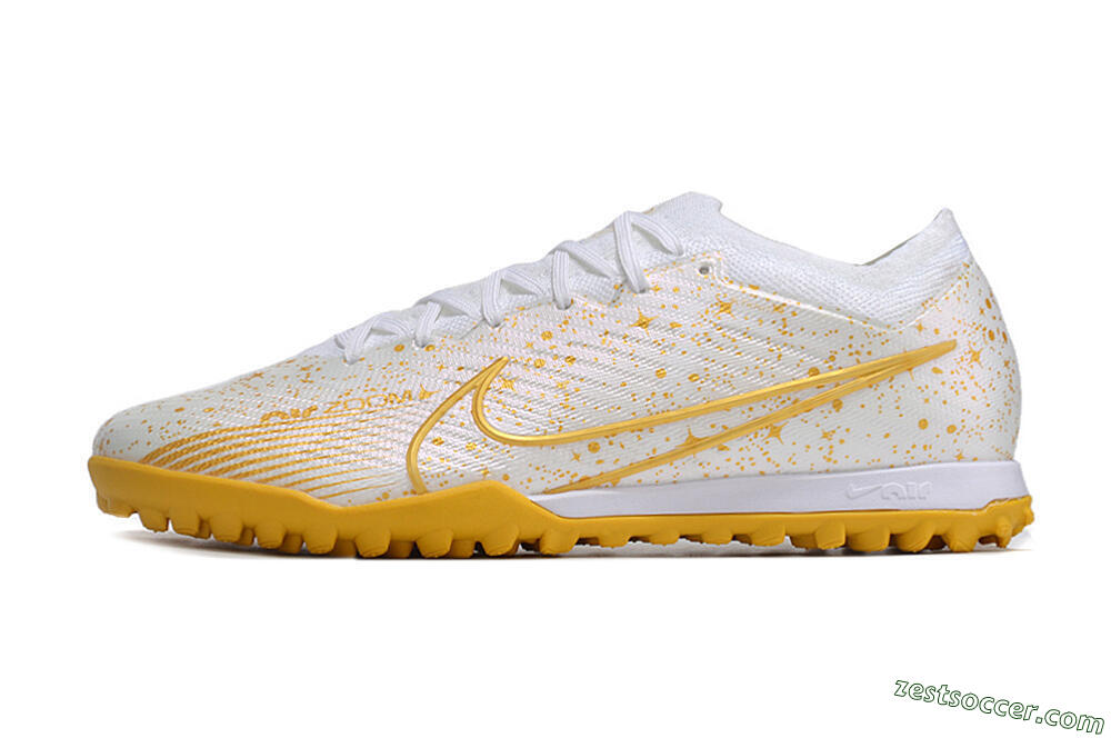 Nike Air Zoom Mercurial Vapor 15 Elite TF Low-Tops Soccer Shoes - White/Gold 2