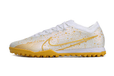 Nike Air Zoom Mercurial Vapor 15 Elite TF Low-Tops Soccer Shoes - White/Gold