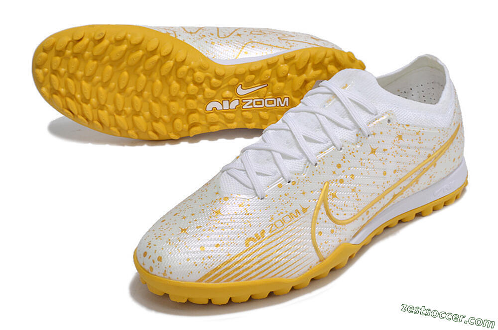 Nike Air Zoom Mercurial Vapor 15 Elite TF Low-Tops Soccer Shoes - White/Gold 3