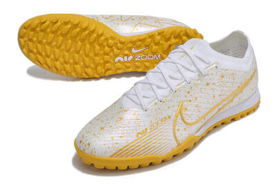 Nike Air Zoom Mercurial Vapor 15 Elite TF Low-Tops Soccer Shoes - White/Gold