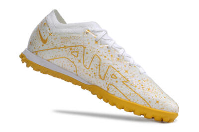 Nike Air Zoom Mercurial Vapor 15 Elite TF Low-Tops Soccer Shoes - White/Gold