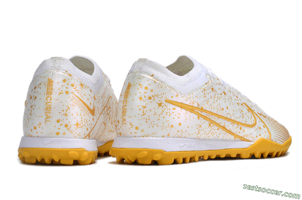 Nike Air Zoom Mercurial Vapor 15 Elite TF Low-Tops Soccer Shoes - White/Gold 6