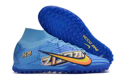 Kylian Mbappe x Nike Air Zoom Mercurial Superfly 9 Elite TF High-Tops Soccer Shoes - Blue/Yellow/Black