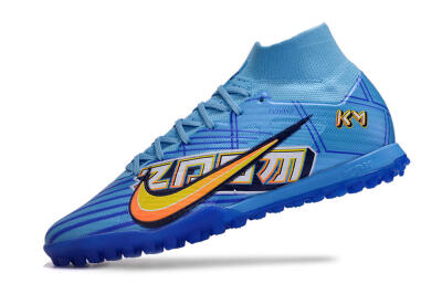 Kylian Mbappe x Nike Air Zoom Mercurial Superfly 9 Elite TF High-Tops Soccer Shoes - Blue/Yellow/Black