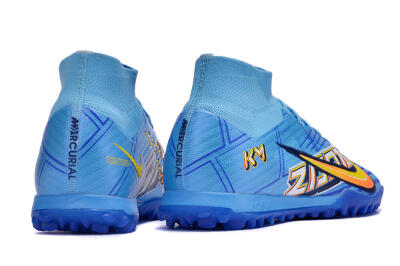 Kylian Mbappe x Nike Air Zoom Mercurial Superfly 9 Elite TF High-Tops Soccer Shoes - Blue/Yellow/Black