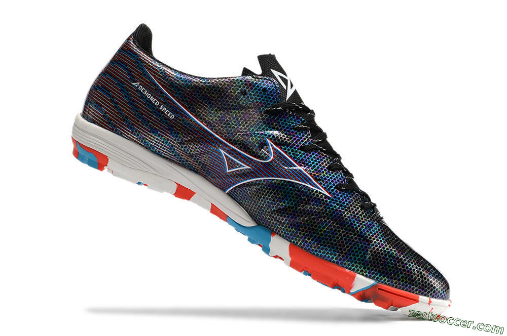 Mizuno Alpha Made in Japan TF Low-Tops Soccer Shoes - Black/Red/Blue 6