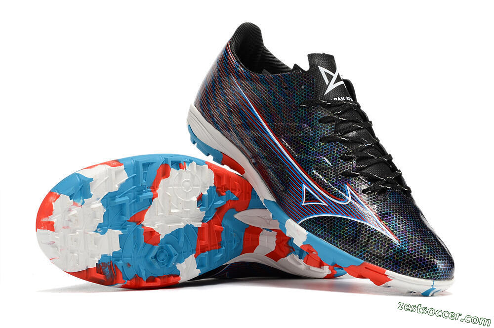 Mizuno Alpha Made in Japan TF Low-Tops Soccer Shoes - Black/Red/Blue 4