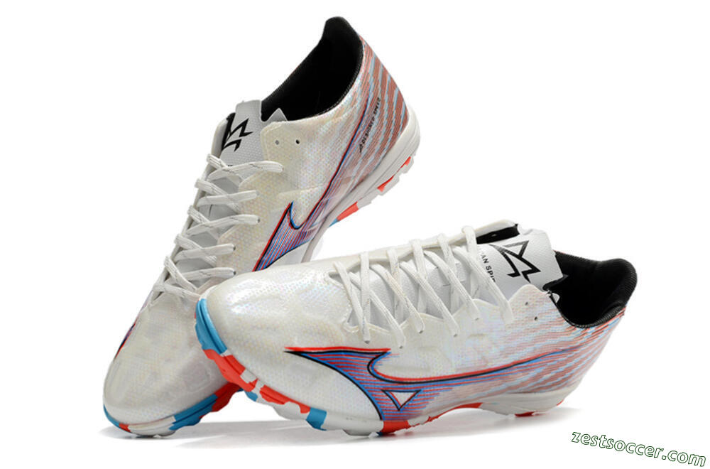 Mizuno Alpha Made in Japan TF Low-Tops Soccer Shoes - Beige/Blue/Red 5