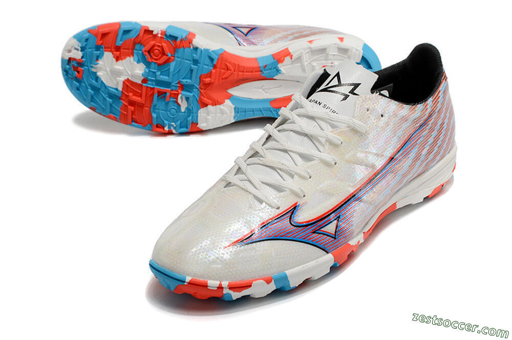 Mizuno Alpha Made in Japan TF Low-Tops Soccer Shoes - Beige/Blue/Red 3