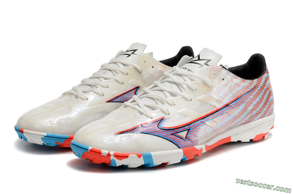 Mizuno Alpha Made in Japan TF Low-Tops Soccer Shoes - Beige/Blue/Red 9