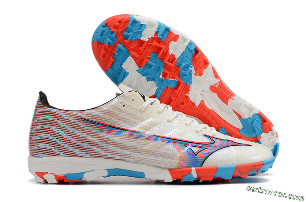 Mizuno Alpha Made in Japan TF Low-Tops Soccer Shoes - Beige/Blue/Red 0
