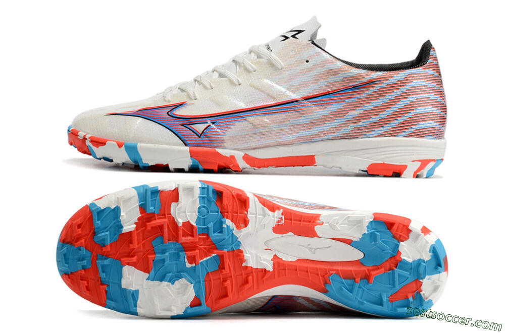 Mizuno Alpha Made in Japan TF Low-Tops Soccer Shoes - Beige/Blue/Red 1