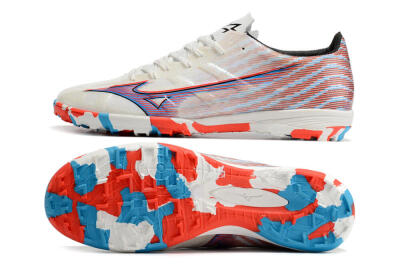 Mizuno Alpha Made in Japan TF Low-Tops Soccer Shoes - Beige/Blue/Red