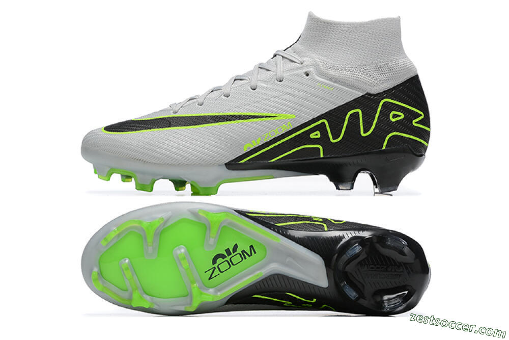 Nike Air Zoom Mercurial Superfly 9 Elite FG High-Tops Soccer Cleats - White/Black/Green 1