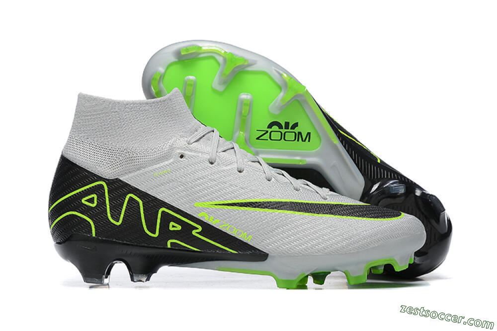 Nike Air Zoom Mercurial Superfly 9 Elite FG High-Tops Soccer Cleats - White/Black/Green 0
