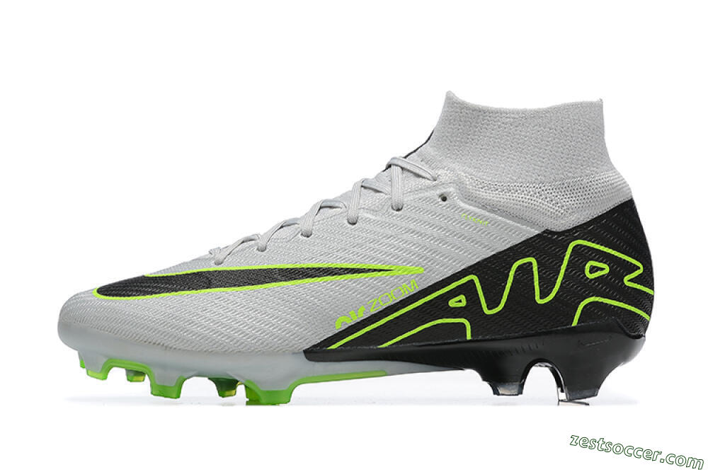 Nike Air Zoom Mercurial Superfly 9 Elite FG High-Tops Soccer Cleats - White/Black/Green 2
