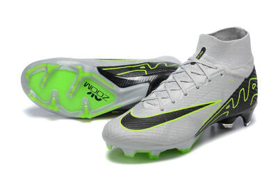 Nike Air Zoom Mercurial Superfly 9 Elite FG High-Tops Soccer Cleats - White/Black/Green