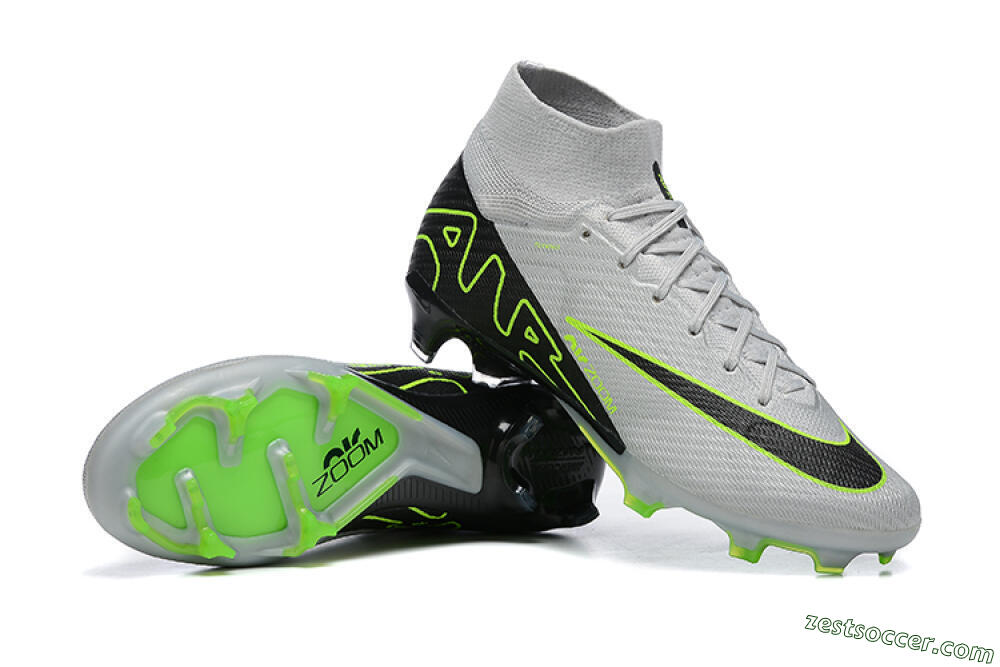 Nike Air Zoom Mercurial Superfly 9 Elite FG High-Tops Soccer Cleats - White/Black/Green 4