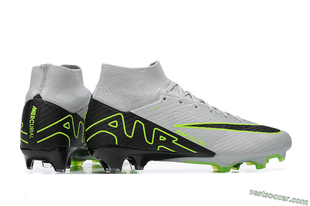 Nike Air Zoom Mercurial Superfly 9 Elite FG High-Tops Soccer Cleats - White/Black/Green 6