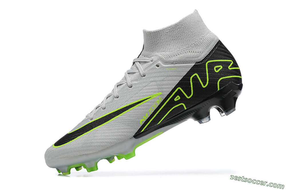 Nike Air Zoom Mercurial Superfly 9 Elite FG High-Tops Soccer Cleats - White/Black/Green 8