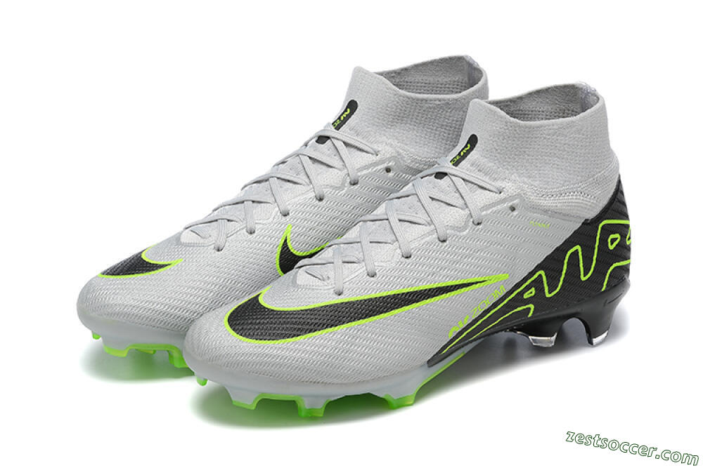 Nike Air Zoom Mercurial Superfly 9 Elite FG High-Tops Soccer Cleats - White/Black/Green 9