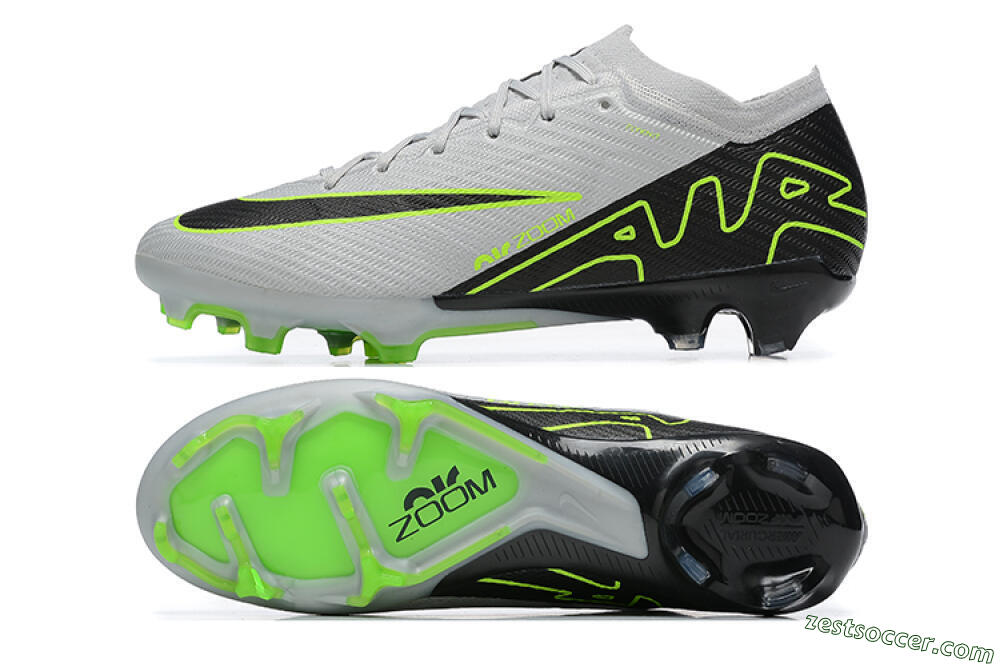 Nike Air Zoom Mercurial Vapor 15 Elite FG Low-Tops Soccer Cleats - White/Black/Green 1