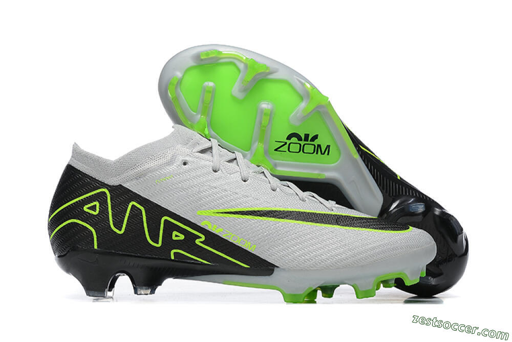 Nike Air Zoom Mercurial Vapor 15 Elite FG Low-Tops Soccer Cleats - White/Black/Green 0