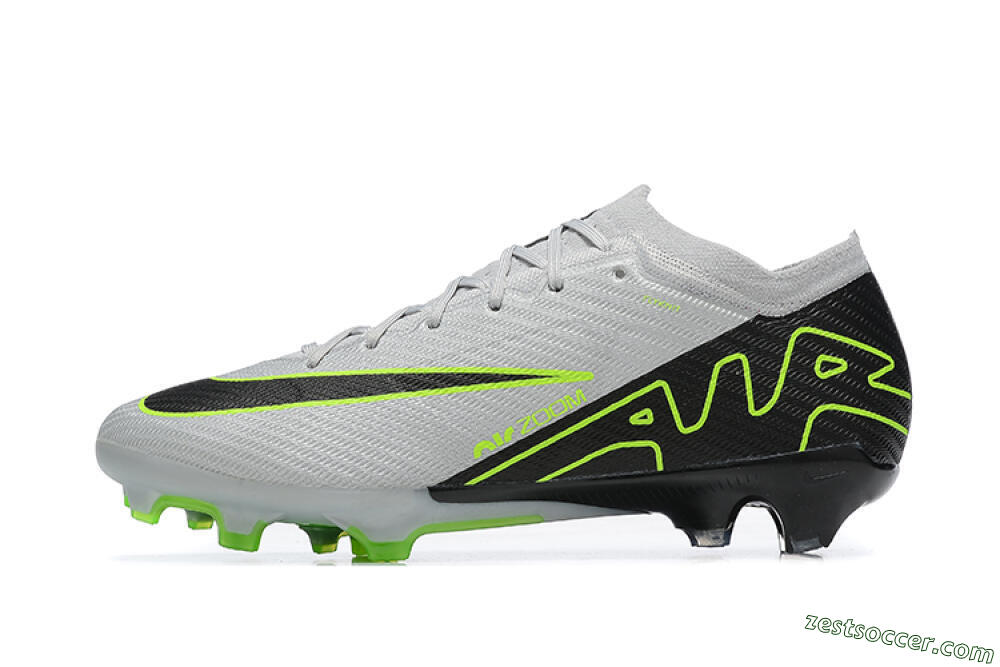 Nike Air Zoom Mercurial Vapor 15 Elite FG Low-Tops Soccer Cleats - White/Black/Green 2