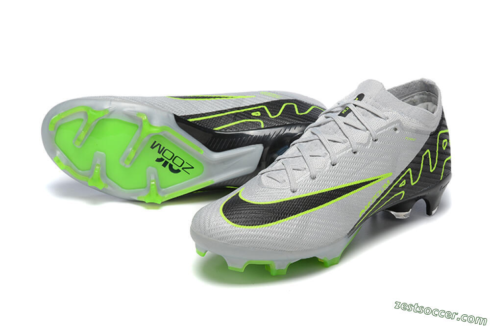 Nike Air Zoom Mercurial Vapor 15 Elite FG Low-Tops Soccer Cleats - White/Black/Green 3